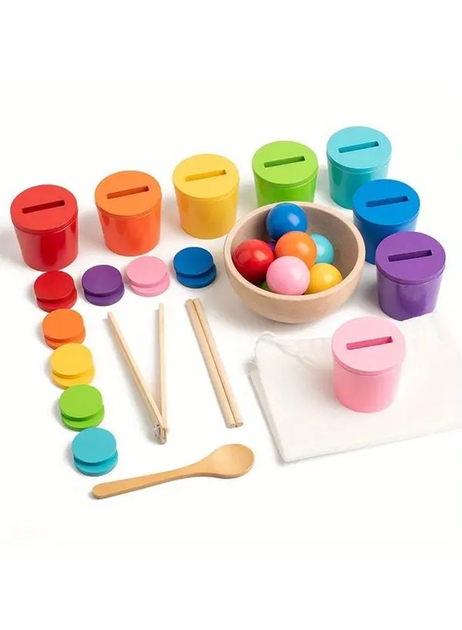1 Set Color Shape Recognition Puzzle Toy With 8 Color Classification Matching Cup Desktop Game - Image 4